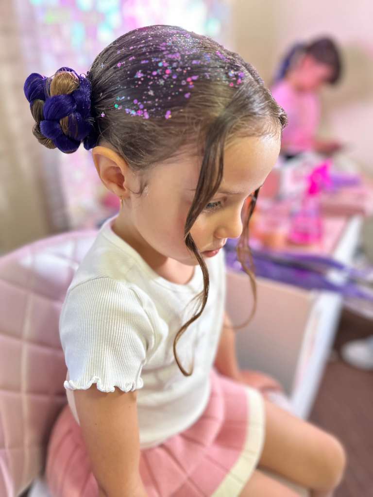 Hair styling and glitter